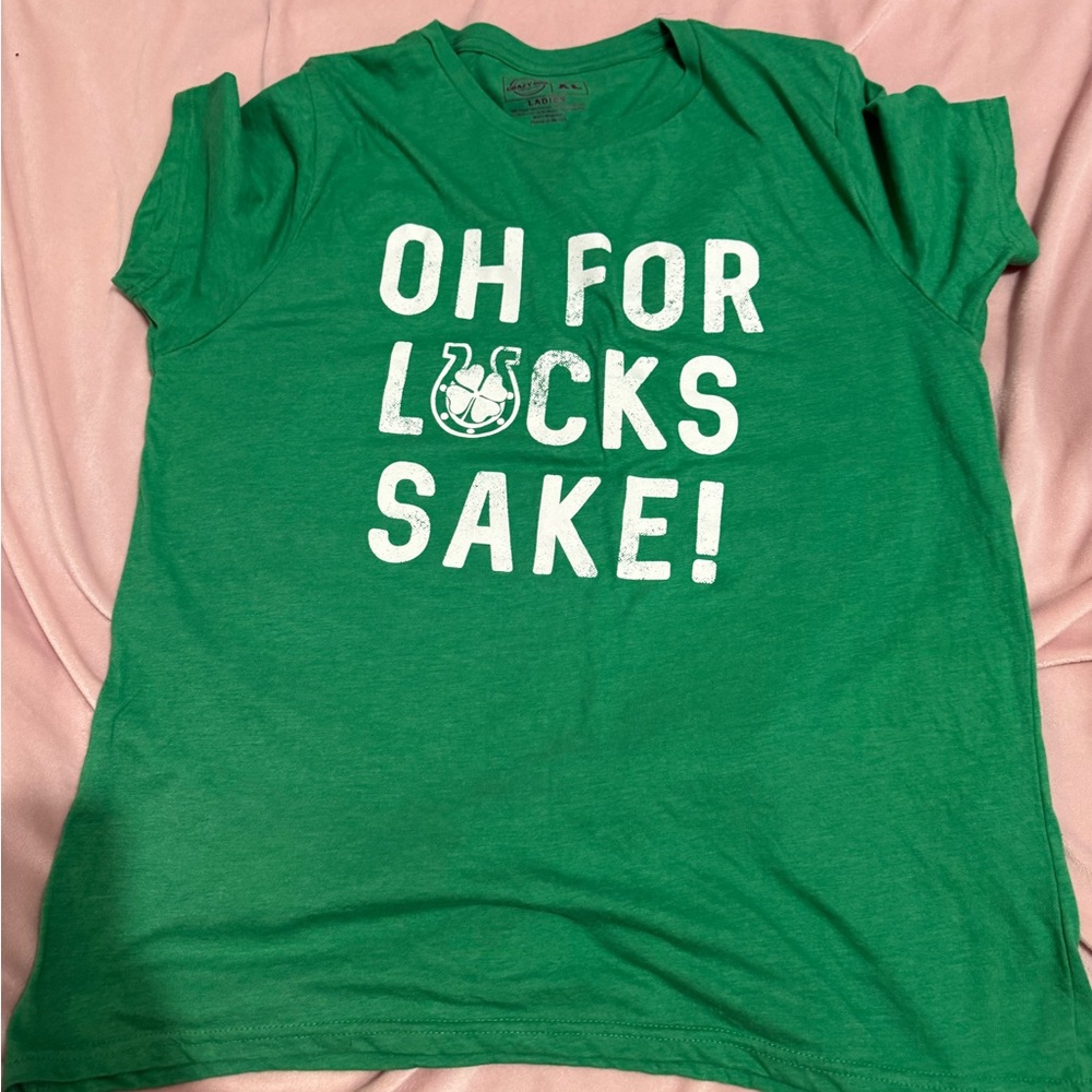 Green Graphic Tee "OH FOR LUCKS SAKE!"